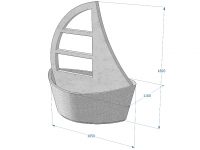 Kuva tuotteen Betoniruukku iso vene purjeella KB10471 mitoista